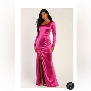 Pink silky prom dress. From Lulus